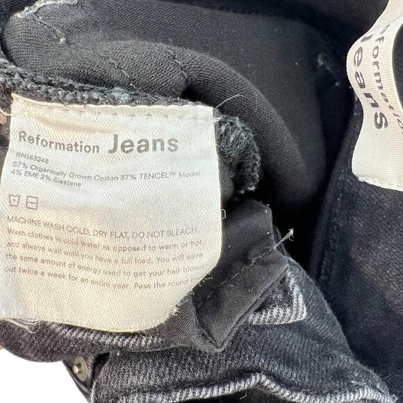 Reformation High Waist Skinny Jeans‎ Destroyed Faded Black Denim Size 24 - Picture 11 of 12